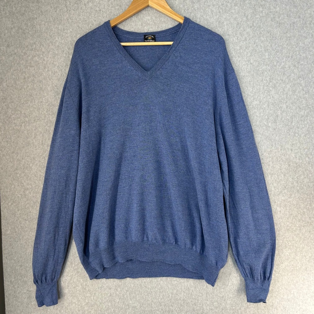 Maus & Hoffman Solemare Italian Wool Sweater Blue V‎ Neck Mens Size 60 US 2XL
